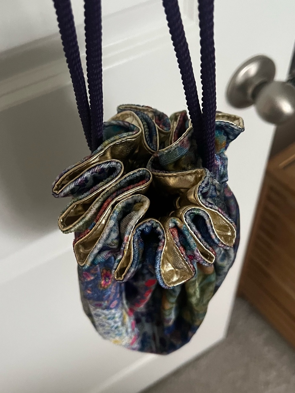 NATURAL LIFE Floral Mini Drawstring Bag in Multicolor with Gold